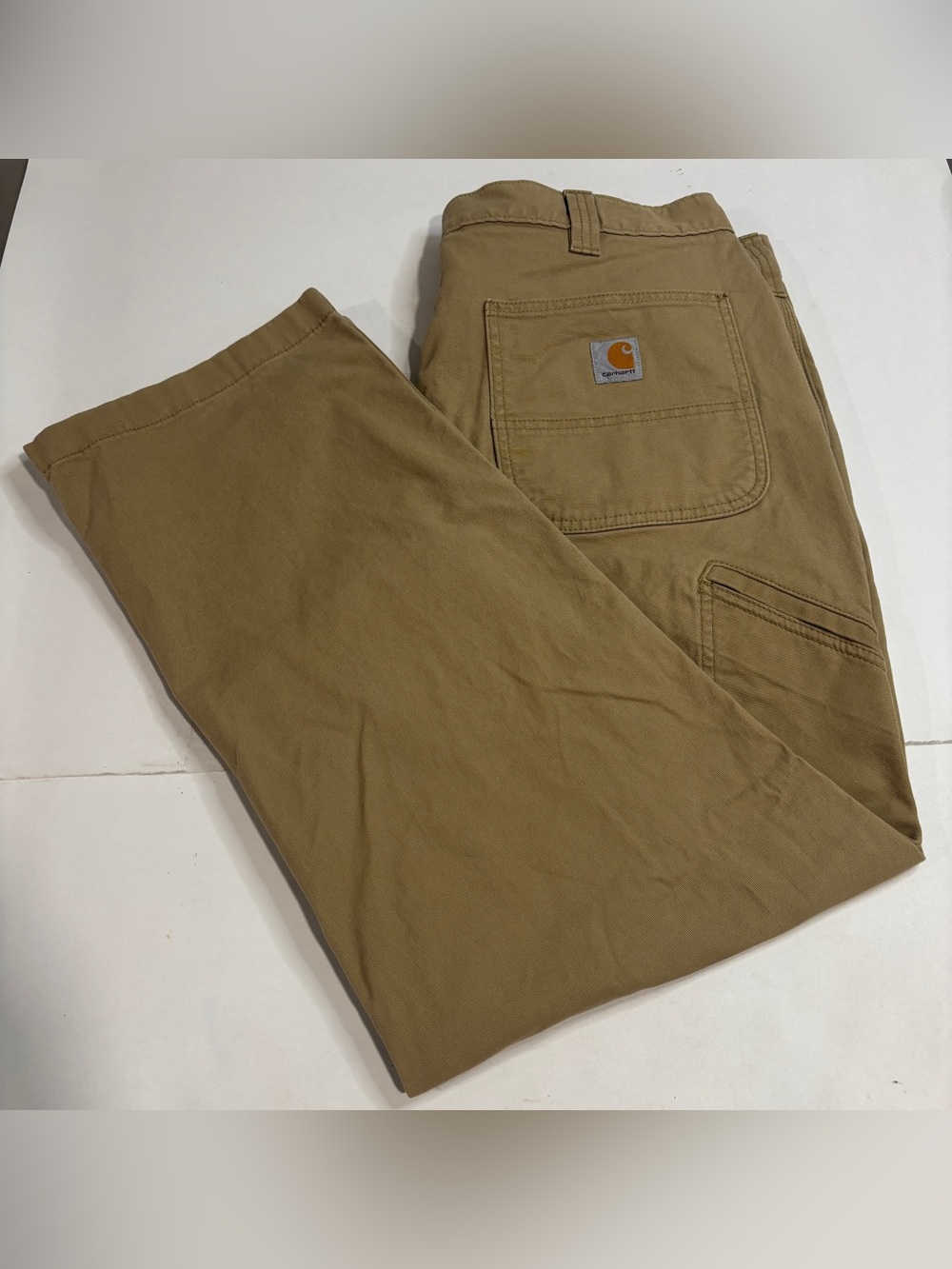 Carhartt Rugged Flex Relaxed Fit Canvas Pants Mens 38x30 Beige Work Wear Cargo